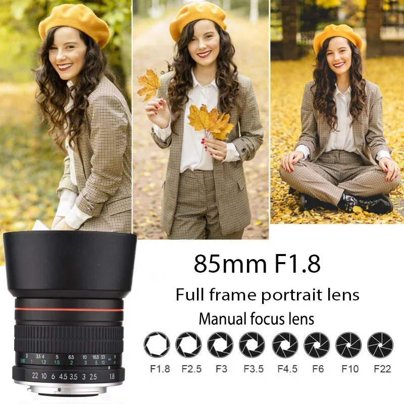 Lightdow 85mm f1.8 Portrait Lens for Nikon DSLR Canon EOS Sony E Mount Cameras RF Z Mirrorless Camera