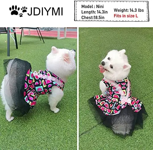 

Small Dog Dress - Watermelon Printed Black Dog Clothes Dog Apparel Puppy Outfits Puppy Dresses for Girl Small Dogs (M)