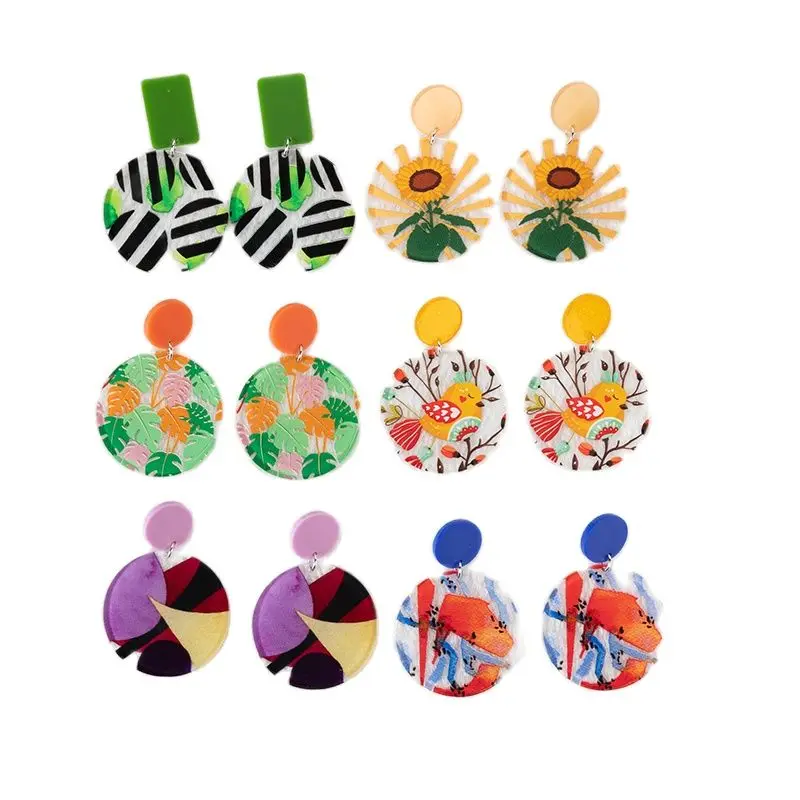 

1 Pair Summer Women's Earrings Flower Leaf Bird Drop Earrings Acrylic For Girls Women Children Birthday Gift Lovely Jewelry