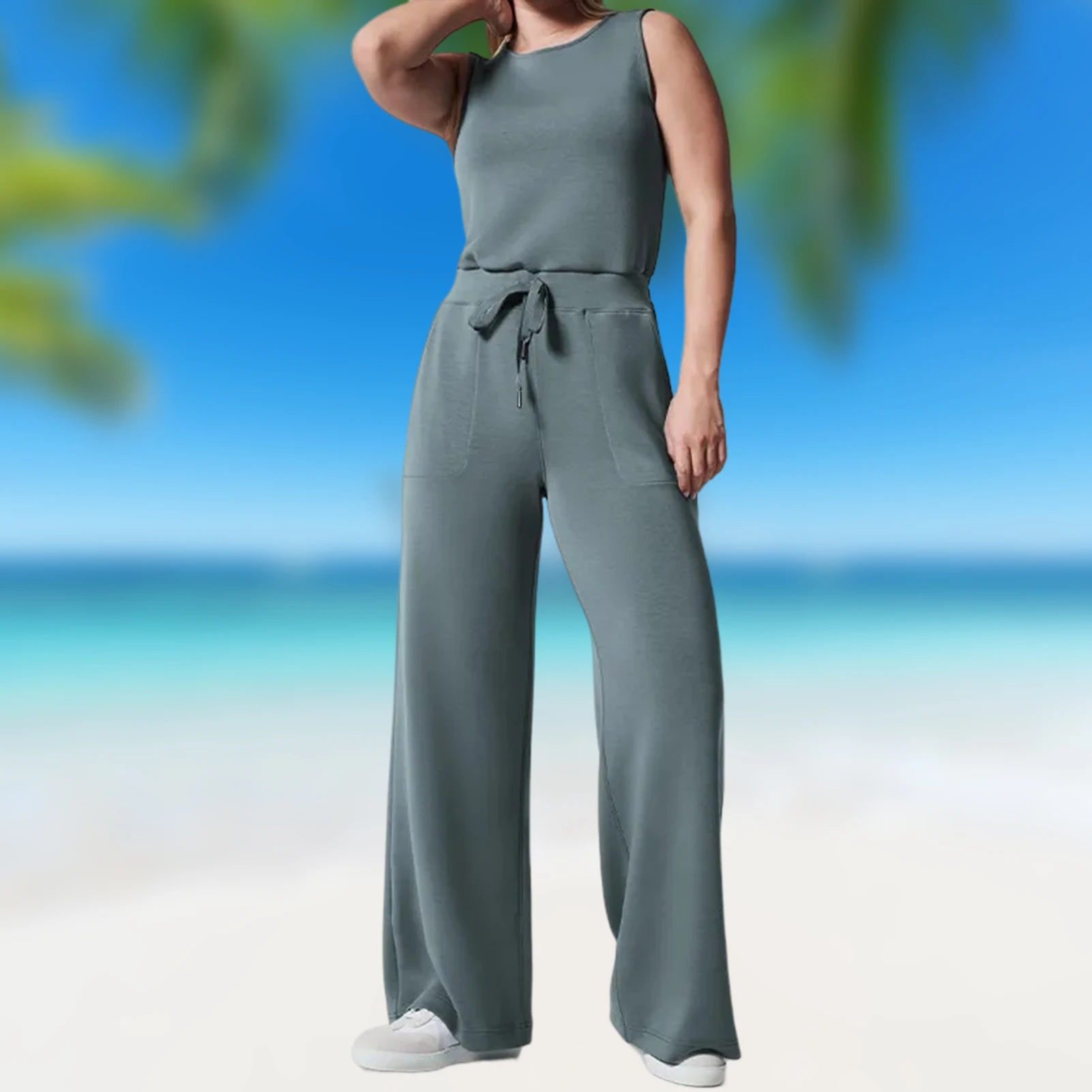 

Женские яркие брюки на завязках с круглым вырезом, однотонная повседневная одежда с эластичным поясом для поездок