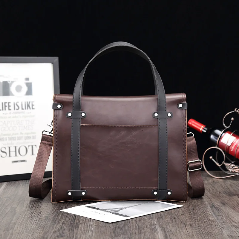 Men Large-capacity Luxury Business Briefcase Men Crossbody Bag PU Leather Laptop Hand Bag Bolso Hombre