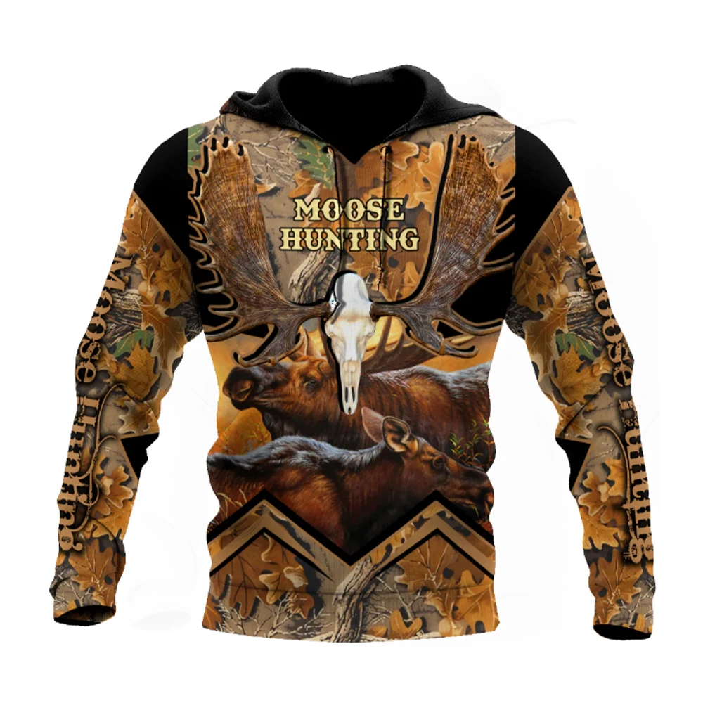 Мужская модная охотничья толстовка большая с 3D принтом животных оленей