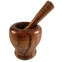 bamboo wooden mortar and pestle spice herb grinder mixing grinding bowl crusher set restaurant kitchen tools accessories