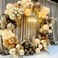 102pcsset coffee brown gold double stuffed balloon garland arch kit skin color latex balloons for baby shower party decorations