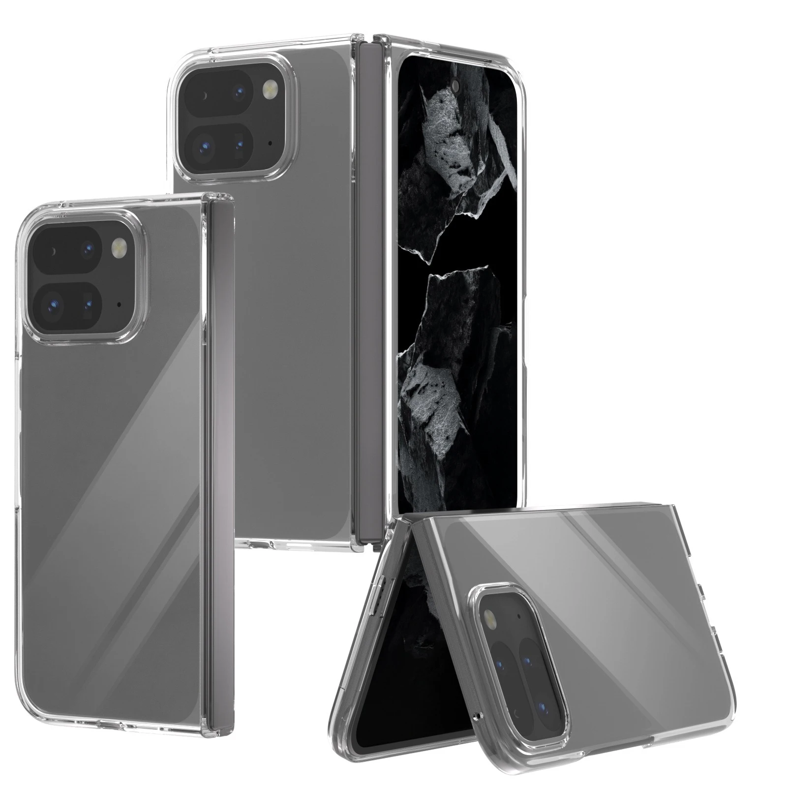 Прозрачная задняя крышка для Google Pixel 9 Pro складная жесткая рамка ПК Обложка