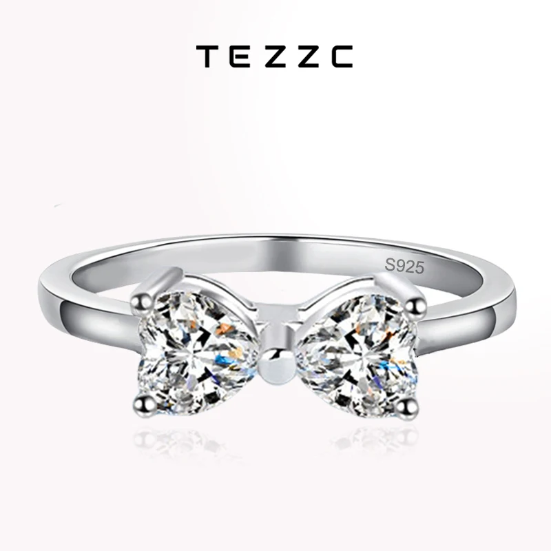 Кольца с муассанитом Tezzc VVS1 кольцо лабораторным бриллиантом в форме сердца для