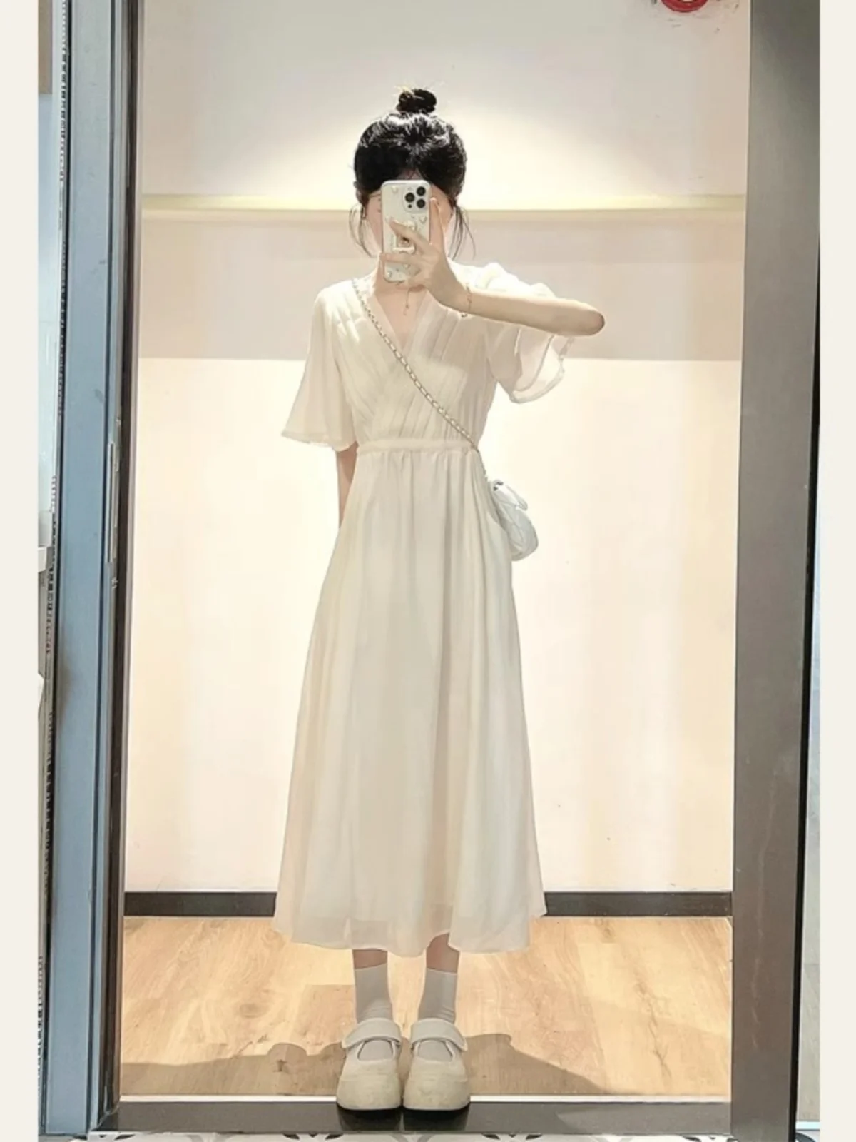 

Белое платье от кутюр во французском стиле, новое маленькое и нежное платье для лета 2023, длинное приталенное платье