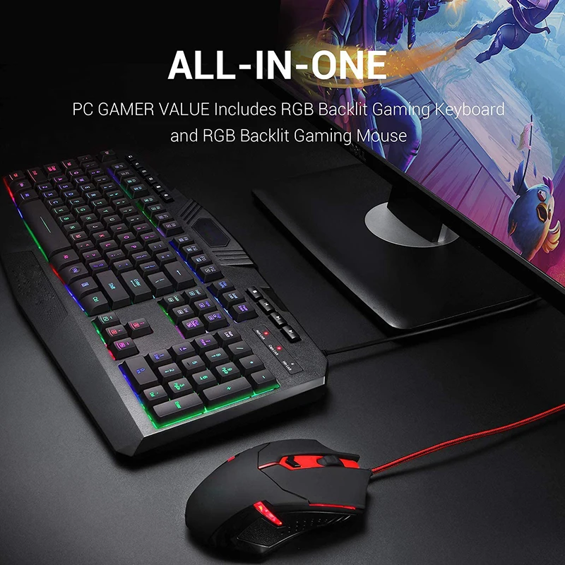 Проводная игровая механическая клавиатура Razer RGB с подсветкой и мышь Teclado Y
