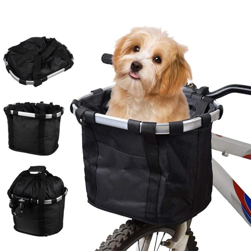 Best 2 in 1犬のバスケット,取り外し可能な折りたたみ式犬のバスケット,自転車のフロントバスケット,キャリアホルダー付きバスケット