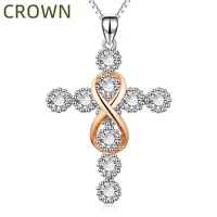 crown jesus cross necklace artificial diamond jewellery woman jewelry accessories exorcism ornament delicate gift
