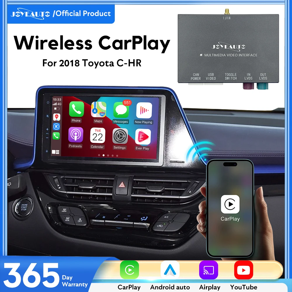 Беспроводной декодер JoyeAuto Apple CarPlay Android Auto для Toyota 2016-2019 Prius c Google Maps Mirror-Link YouTube &amp