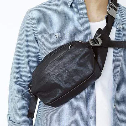 Мужская кожаная нагрудная сумка AETOO, маленький поясной саквояж из натуральной кожи, Повседневная сумочка