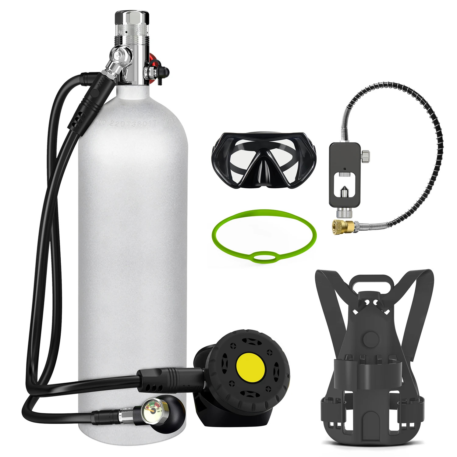 Фото Портативный алюминиевый резервуар высокого давления DEDEPU объемом 4 л — мини-кислородный баллон с рюкзаком для подводного плавания и плавания №4