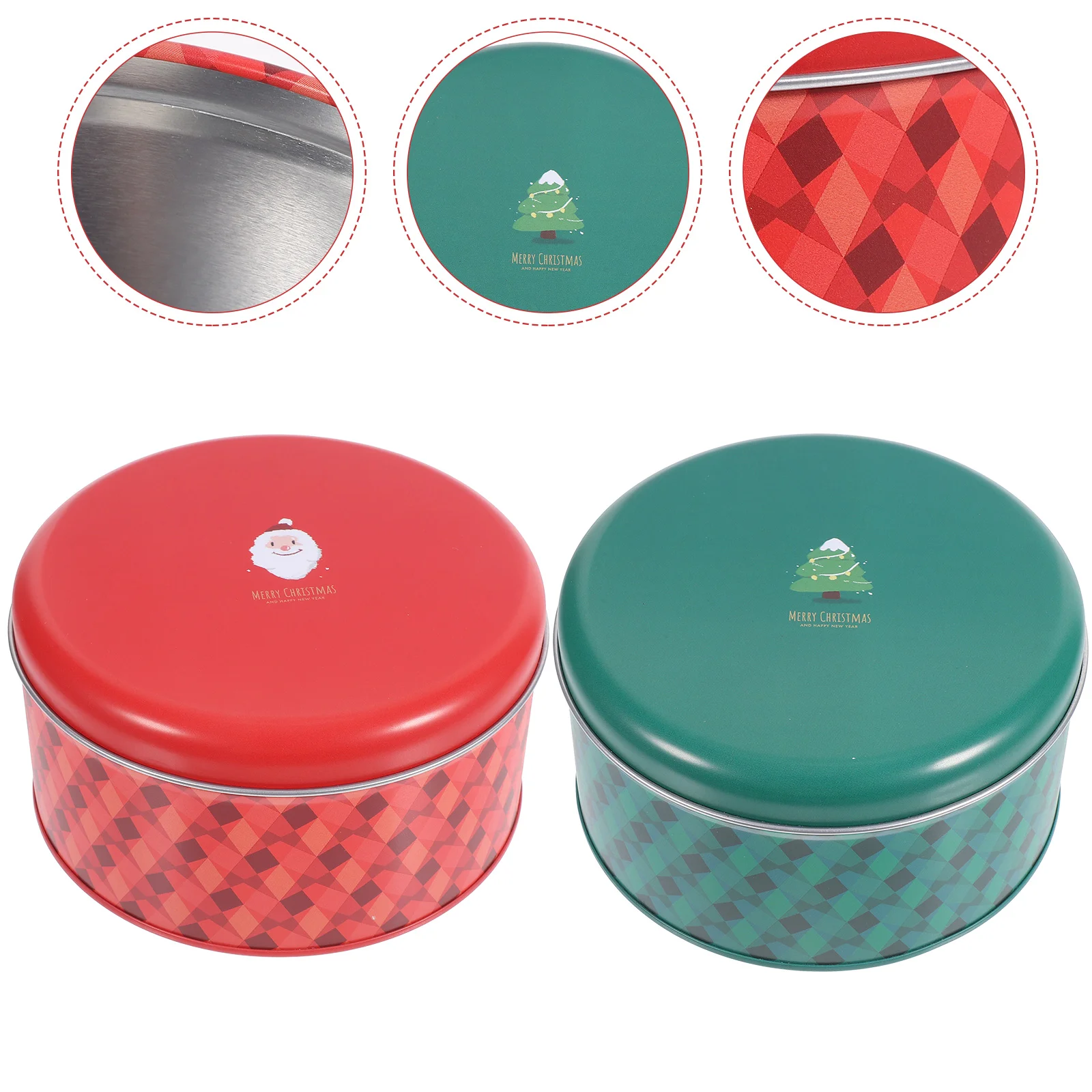 

2pcs Tinplate Candy Jar Christmas Themed Cookie Container Xmas Party Favor Tinplate Tin Biscuit Jar