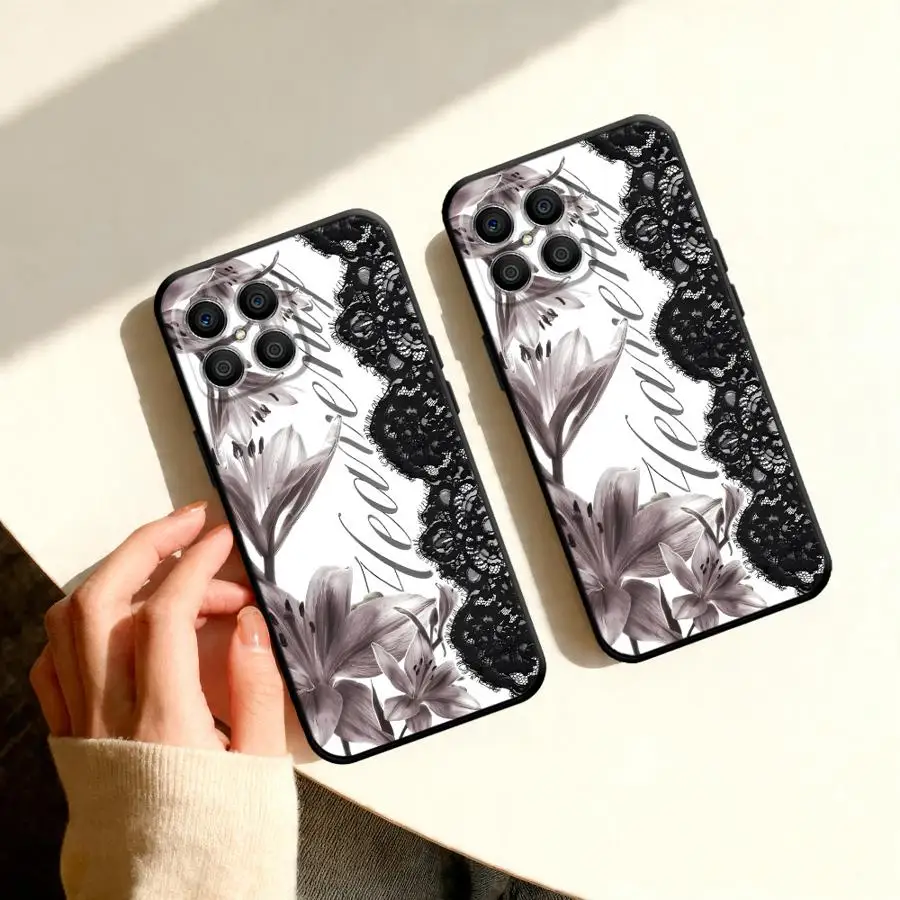 Фото Чехол для телефона с кружевным узором «Лилия» для Honor 600 Lite X7b X9c 400 Pro X8 X8a X9b X9d X5c X6d Play10 X9a X7a X7d X8d №4