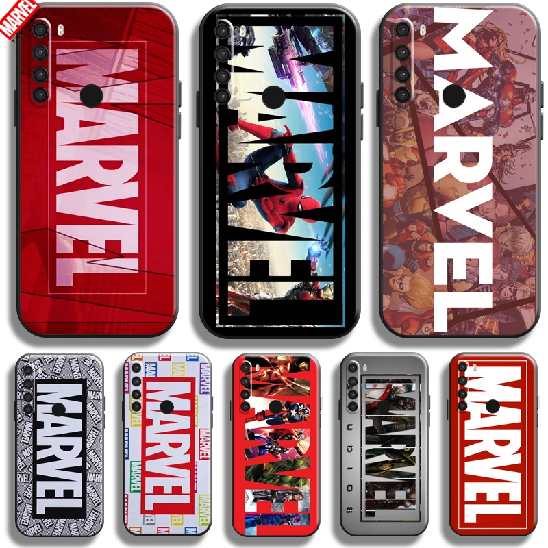 

Marvel Logo For Xiaomi Redmi Note 8 8 Pro 8T 2021 Phone Case Soft Silicon Coque Cover Black Funda Comics Hulk Captain America