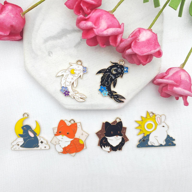 

10pcs Alloy Charms Cartoon Animal Series Earrings Pendant DIY Keychain Necklace Charms for Jewelry Making Cute Charms