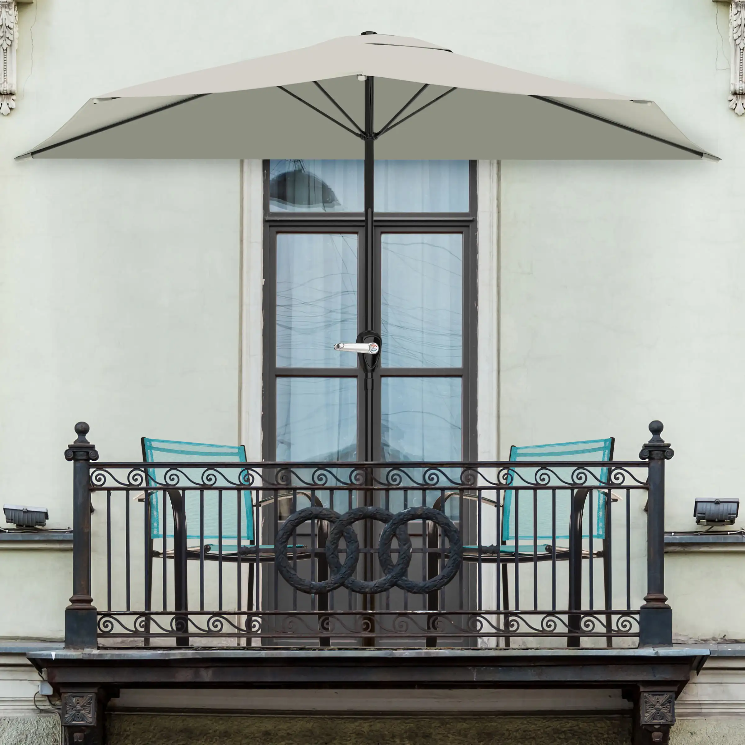 

9' Half Round Patio Umbrella - Tan