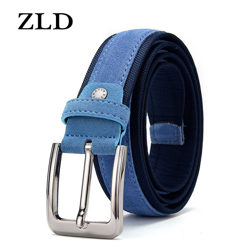 

ZLD Men's leather belt High Quality Suede fashion vintage classice pin buckle waist belt Oxford cloth casual Jeans Strap