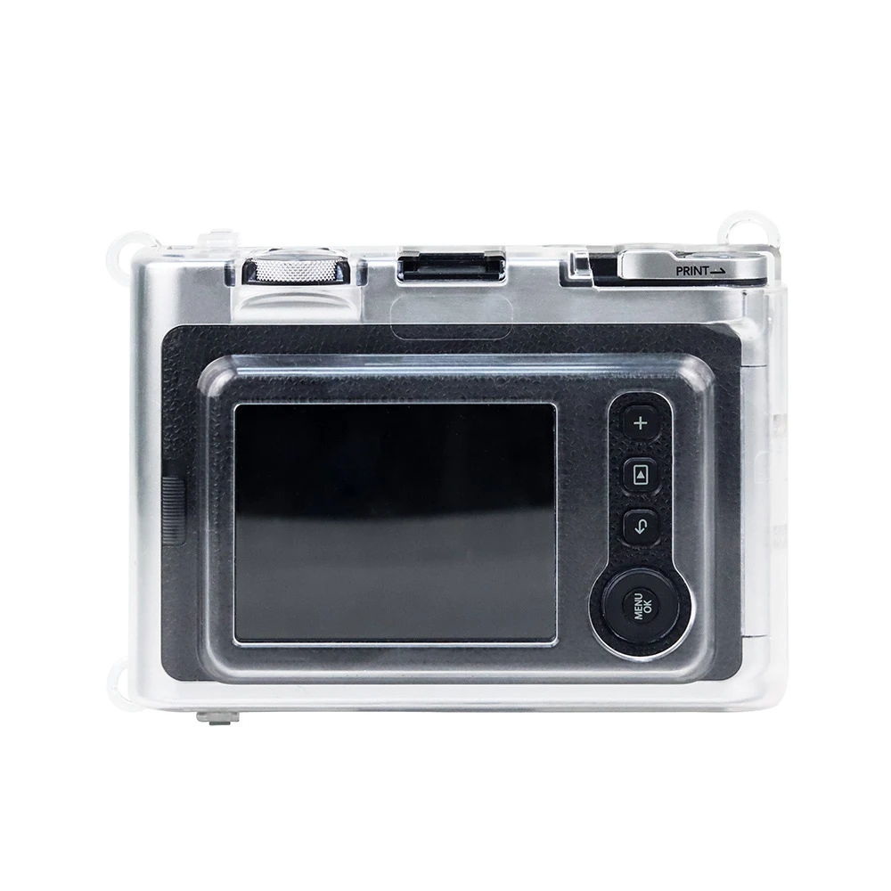 Фото Прозрачный чехол для хранения камеры Instax Mini EVO, защитный чехол с кристаллами, устойчивый к царапинам и падению, со шнурком №2