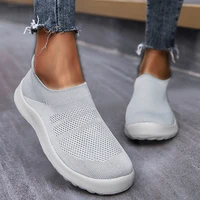 Casual Shoes Women's Sneakers Solid Color Sneakers Women Slip On Sock Ladies Flat Shoes Woman Shoes Woman Vulcanize Shoes 1