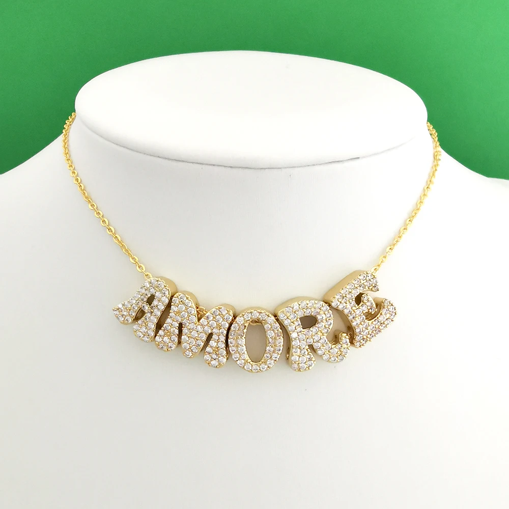 QMHJE латунный буквенный алфавит подвеска-подвеска бусина золотого цвета ожерелье