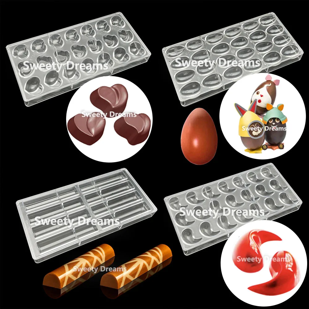 

3D Polycarbonate Chocolate Mold Easter Egg Square Heart Shape BonBon Sweets Candy Baking Mold For Chocolate Pastry Tools Moulds