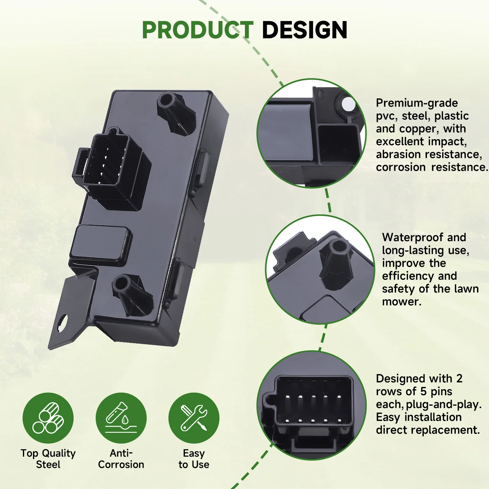 Фото Совместимый модуль ЭБУ для газонокосилок John Deere X300R X320 X324 X500 X540, замена AM141075 AM137667, черный корпус из АБС-пластика №5