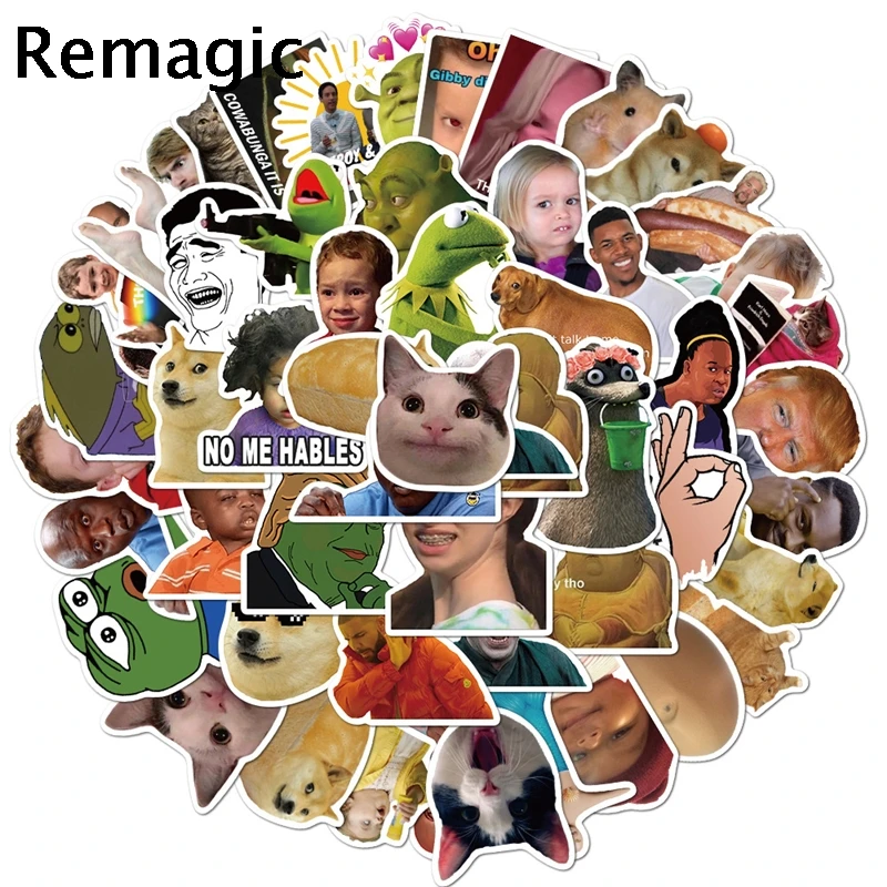 

50pcs Funny cute meme Scrapbooking Stickers Packs Waterproof Skateboard Luggage Motorcycle Guitar Graffiti decals pasters gifts