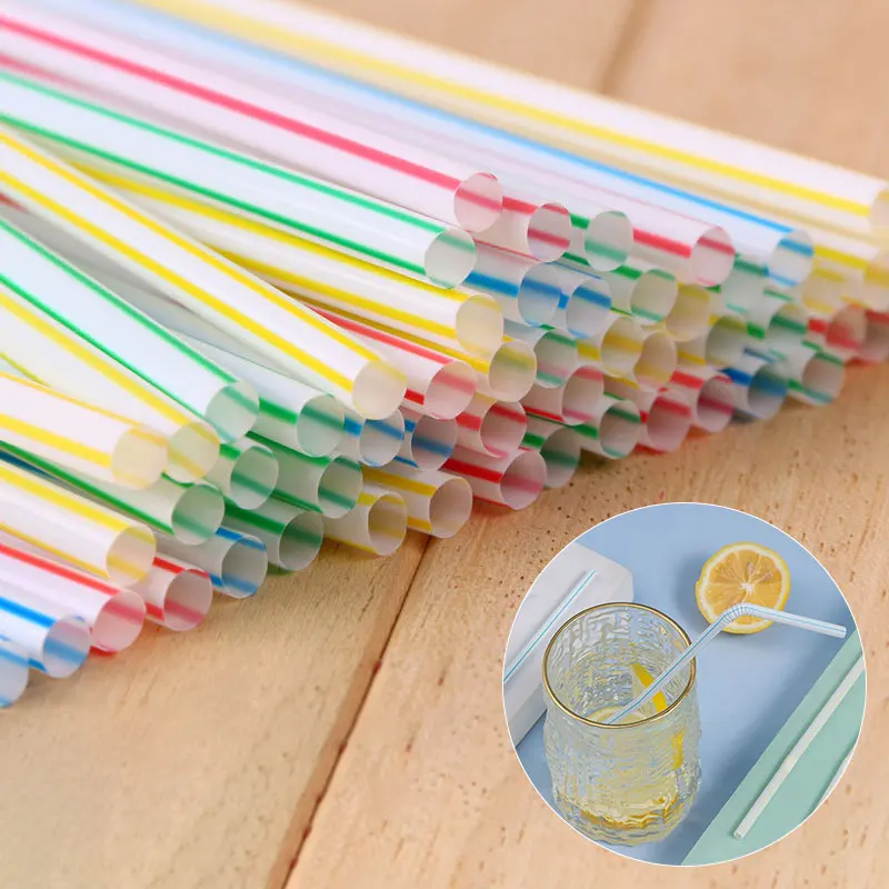 

100pcs Colorful Fluorescent Disposable Plastic Curved Drinking Straws Wedding Birthday Party Bar Cocktail Drinking Supplies