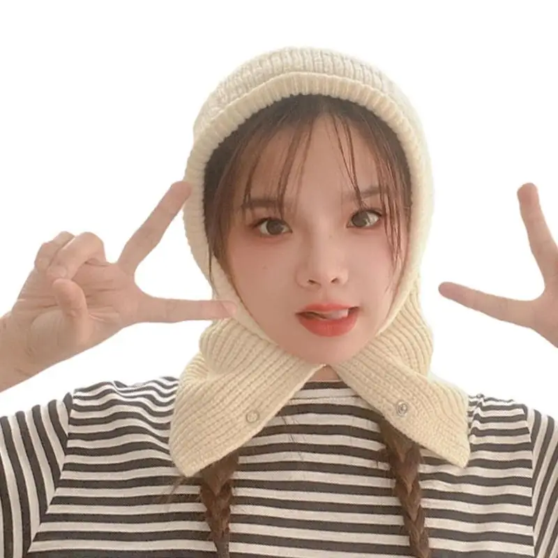 

Женская зимняя вязаная шапка, пуловер, Женская Балаклава, шапка, теплый шарф-кольцо, акриловая шапочка, открытый снуд-воротник для любителей...