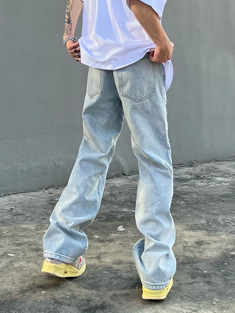 Men's Jeans Y2K Fashion Distressed Holes Patched  Loose Denim Casual Pants Streetwear Hombre Ripped Straight Baggy Jeans For Men
