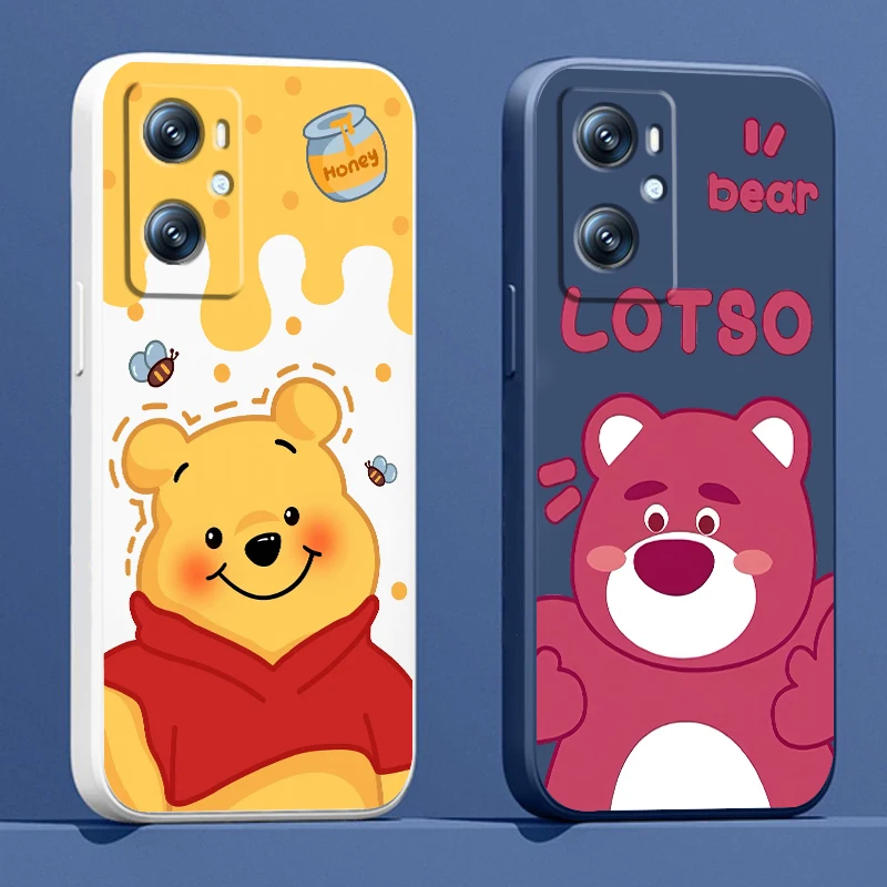 

Phone Case For OPPO A96 A94 A93 A77 A76 A74 A72 A57 A53S A16 A9 Find X5 X3 Lite F21 5G Winnie the Pooh Cute Disney Liquid Rope