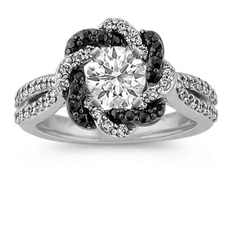 

Hot Sale 2022 New Fashion Jewelry Engagement Rings for Women Trendy Design Flower Gun Black Two-Color Rose Ring Accessories