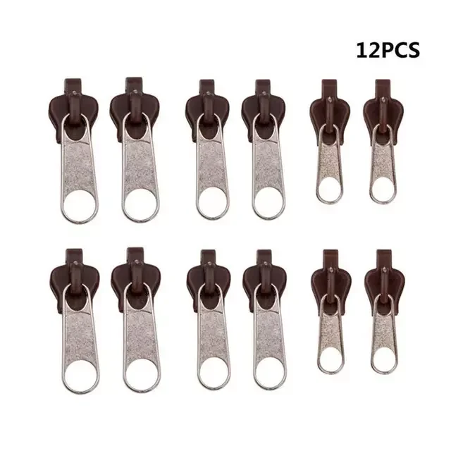 

12/6Pcs 3 Sizes Universal Instant Fix Zipper Repair Kit Replacement Zip Slider Teeth Rescue New Design Zippers Sewing Clothes
