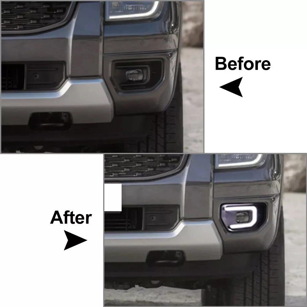 Фото Автомобильные светодиодные дневные ходовые огни DRL для Ford Ranger XTL Sport 2022 2023, желтый указатель поворота, дневные фонари №3