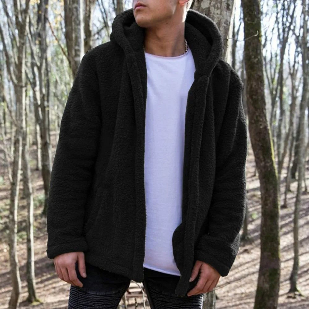 

Плюшевый теплый свитер M ~ 2XL, однотонные толстовки, осень и зима, повседневные толстовки с капюшоном, куртка, Мужская мода