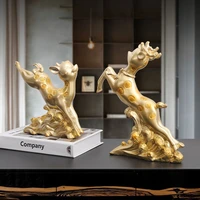 new chinese auspicious sika deer resin decorative ornaments creative living room liquor cabinet tv stand decorative ornaments