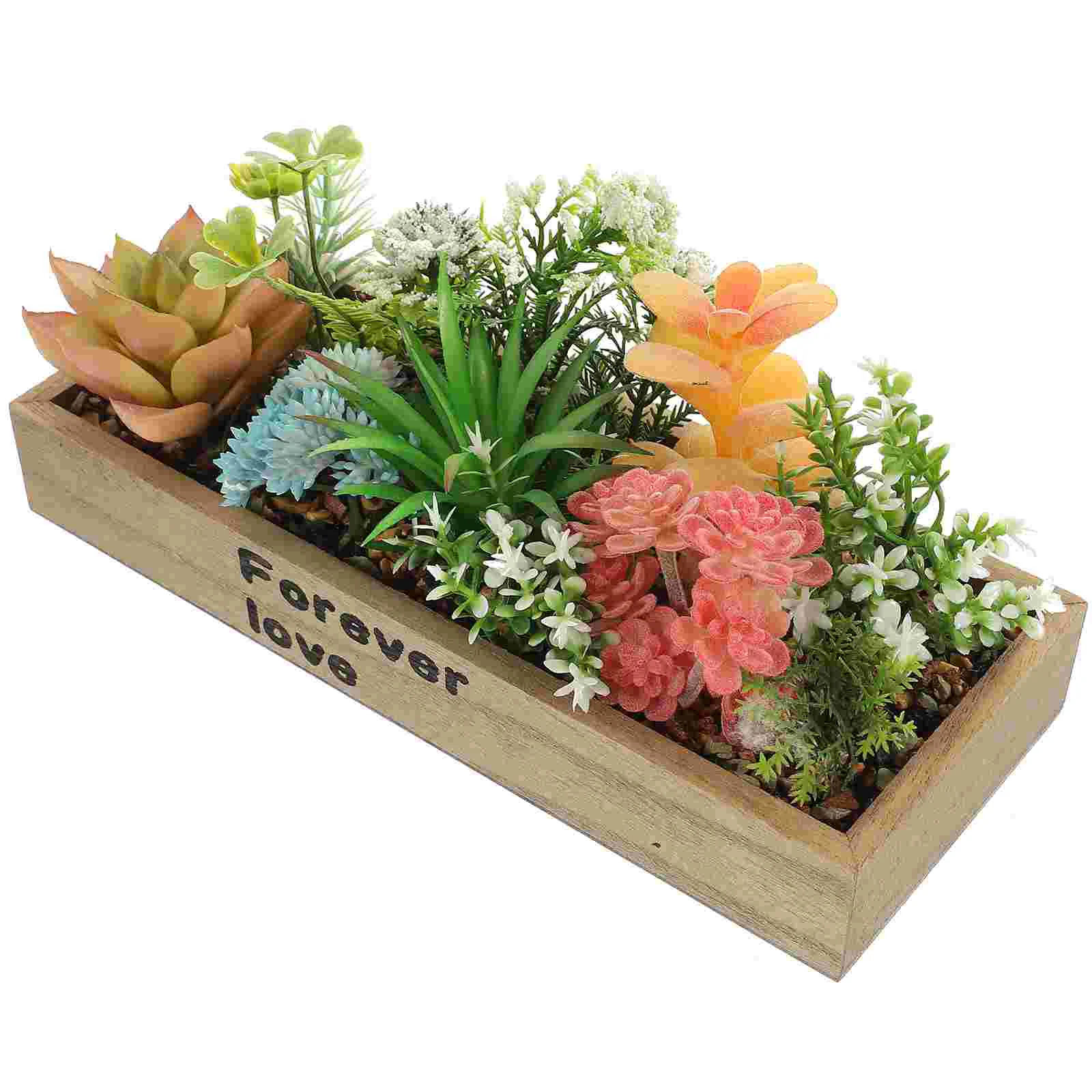 

Succulent Succulents Potted Fakein Artificial Faux Potspot Planterrealistic Arrangementhouse Centerpiece Decoration Wooden Wood