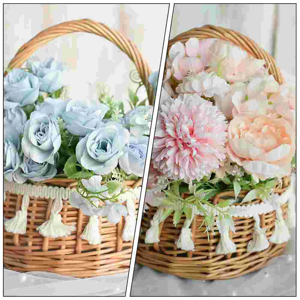 

Basket Flower Girl Wicker Rustic Rattan Baskets Wedding Woven Easter Handle Weddings Candy Eggs Willow Seagrass Wood Chip Gift