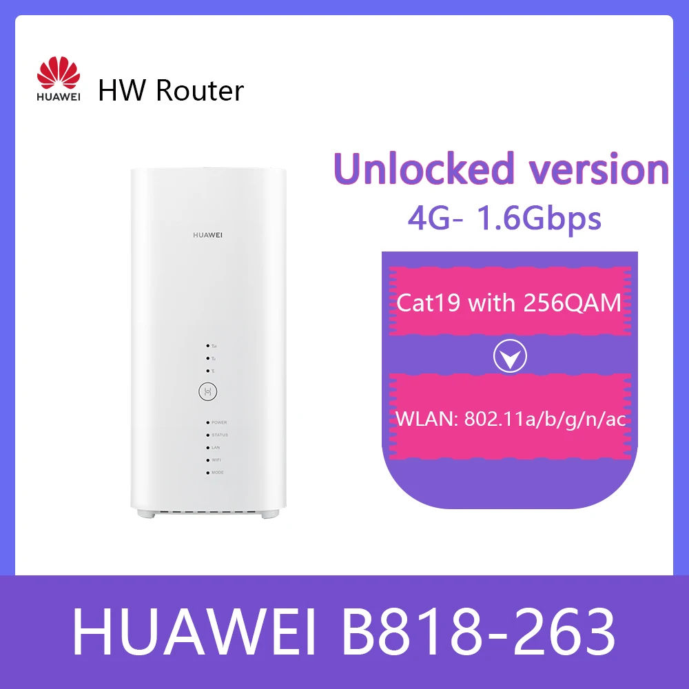 

.. Unlocked Huawei B818 B818-263 4G Router 3 Prime LTE CAT19 Router 4G B1/3/5/7/8/20/26/28/32/38/40/41/42/43 Wirless CPE Router