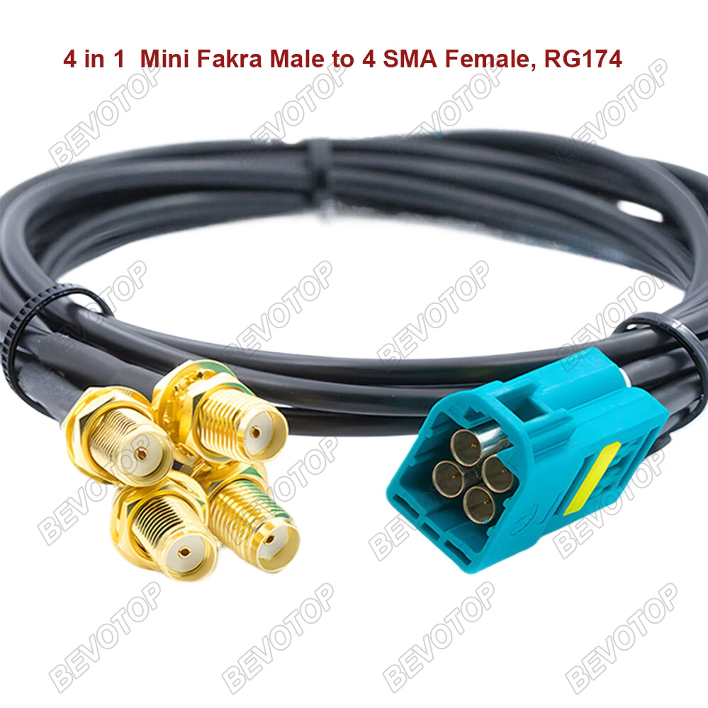 BEVOTOP Rosenberger Сменный 4-в-1 MINI FAKRA на 4 разъема SMA папа/гнездо RG174 коаксиальный кабель 50