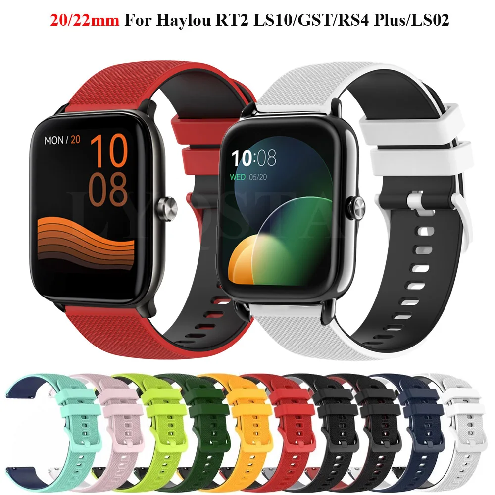 

20mm 22mm Strap For Haylou RS4 LS12/RS4 Plus/LS02/Haylou RS3 LS04/RT LS05S/RT2 LS10/GST Sport Silicone Replacement Band Bracelet