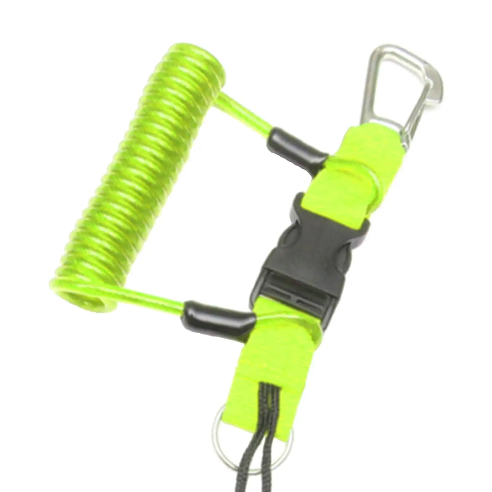 

Scuba Safety Diving Lanyard Coil Rope with Quick Release Buckle Black