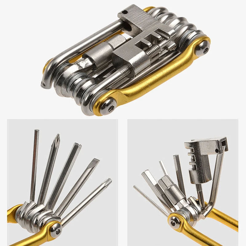 

Folding Bicycle Bike Tool Maintenance Tool Color Aluminum Alloy Combination Mtb Mountain Bike Repair with Chain Cutter RepairSet
