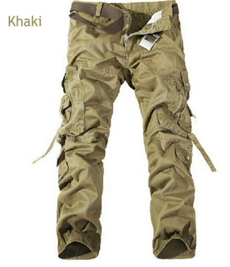HOT 2022 New Solid Color Cotton Canvas Casual Pants Wearing Cargo Multi-pocket Straight Military Loose Tooling Trousers