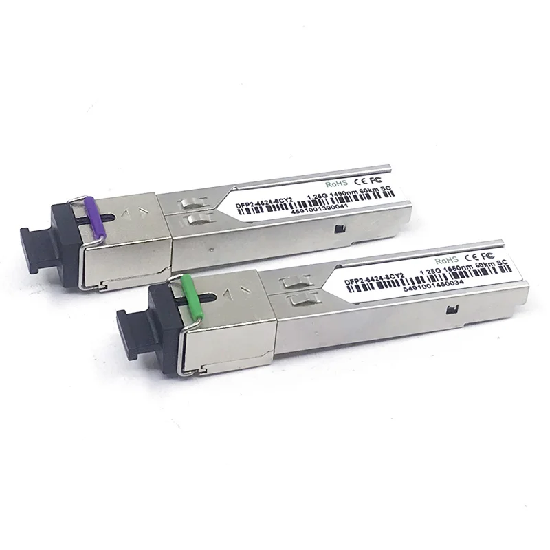 2PCS 1 pair  DFP2-4524-6CY2 Tx1550nm Rx1490nm DFB laser 1G single mode Bidi SFP 60km SC 1.25G SFP