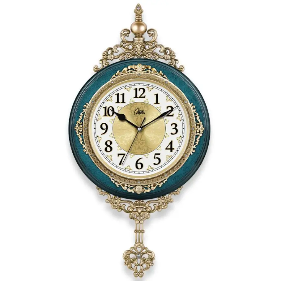 Retro European Style Wall Clock Watch Living Room Mute Pendulum Clock Elegant Taste Family Gift Art Decoration