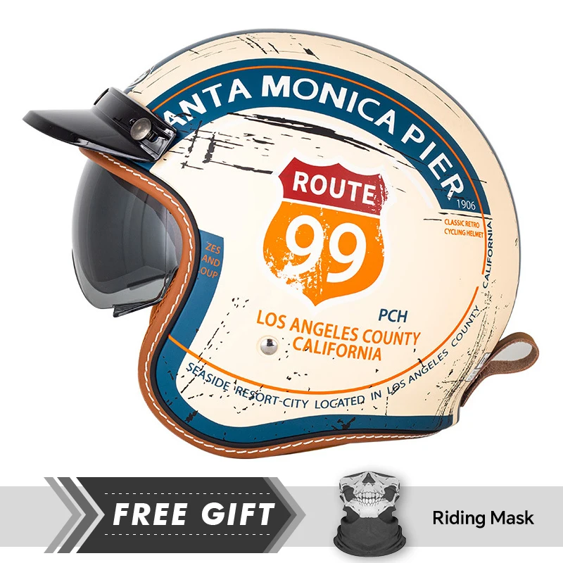 

Мотоциклетные шлемы Four Seasons в горошек с HD-объективом для взрослых, шлем с открытым лицом, винтажные модные защитные шлемы