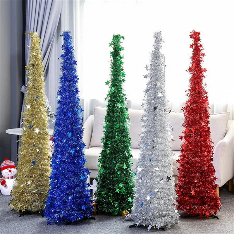 

1.2M DIY Sequin Christmas Tree Popup Collapsible Tinsel Artificial Christmas Tree With Stand Home Decorations 2023 New Year